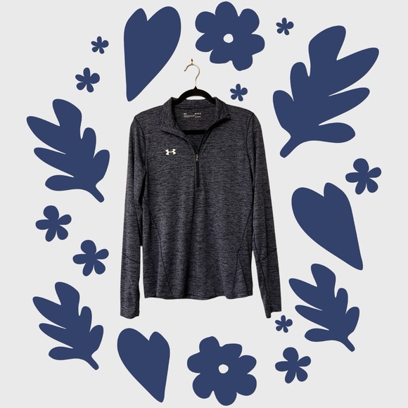 Under Armour Heat Gear Heather Navy/Slate Blue Athletic 1/4 Zip Top - Picture 15 of 15
